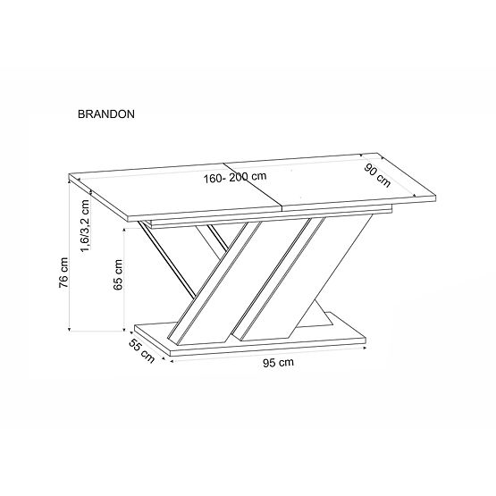 Table extensible BRANDON 160-200/90 cm cachemire/chêne cremona (2p=1ks)