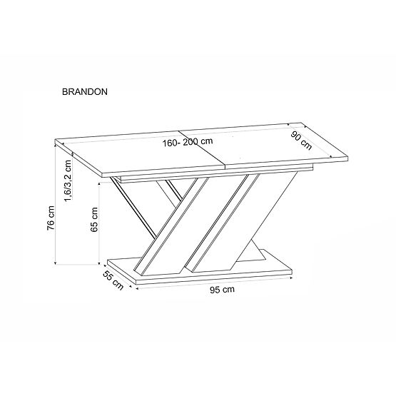 Table extensible BRANDON 160-200/90 cm chêne wotan/noir