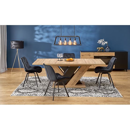 Table extensible BRANDON 160-200/90 cm chêne wotan/noir