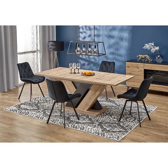Table extensible BRANDON 160-200/90 cm chêne wotan/noir