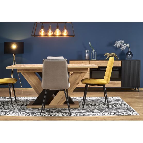 Table extensible BRANDON 160-200/90 cm chêne wotan/noir