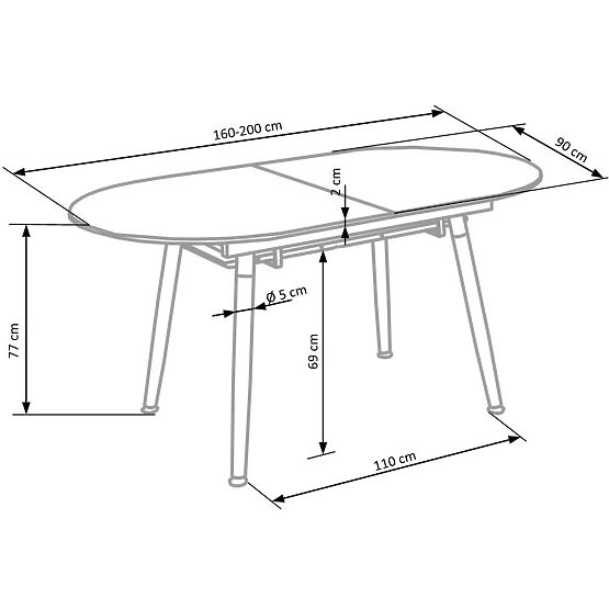 Table extensible CALIBER blanc / chêne san remo (1p=1pc)