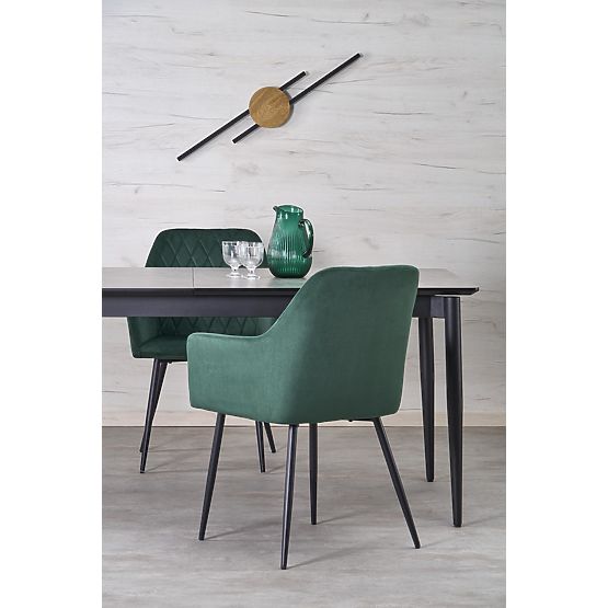 Table extensible CHARLES, plateau - marbre gris, pieds - noirs