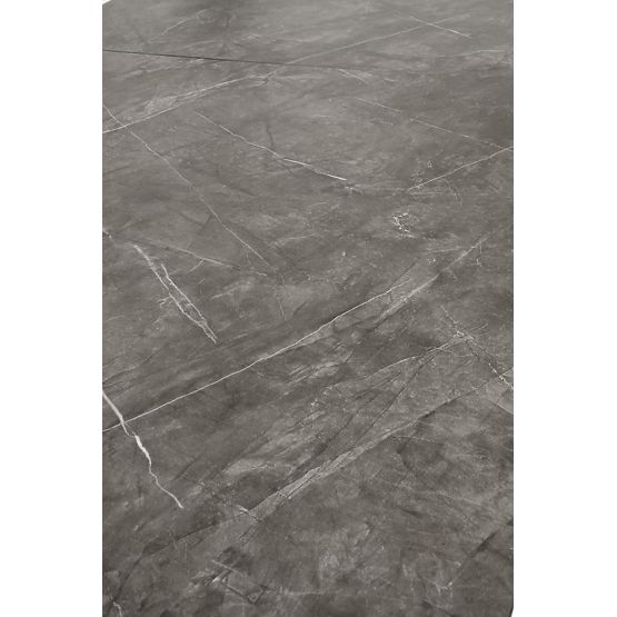 Table extensible CHARLES, plateau - marbre gris, pieds - noirs