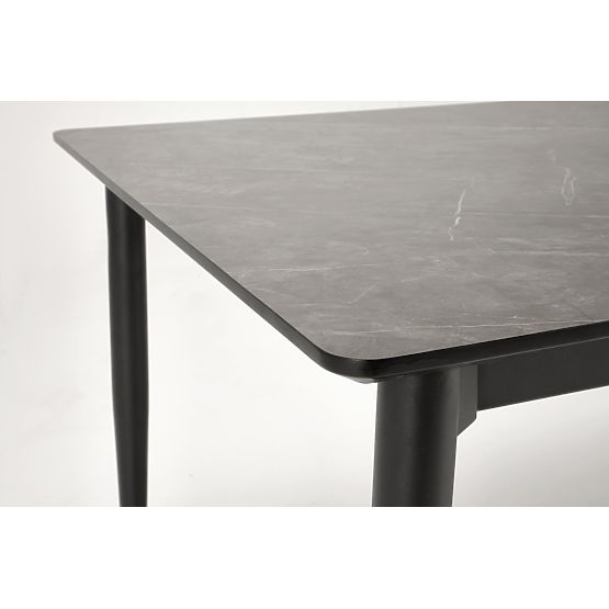 Table extensible CHARLES, plateau - marbre gris, pieds - noirs