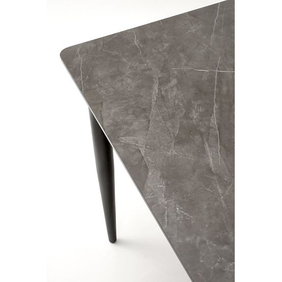 Table extensible CHARLES, plateau - marbre gris, pieds - noirs