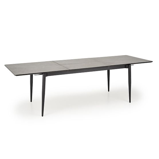 Table extensible CHARLES, plateau - marbre gris, pieds - noirs