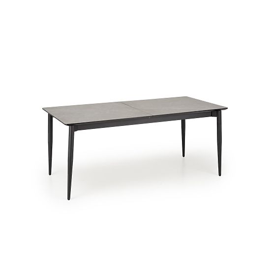 Table extensible CHARLES, plateau - marbre gris, pieds - noirs