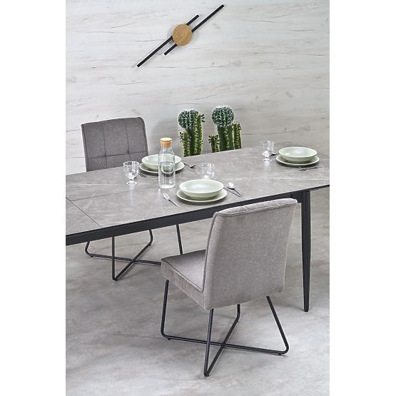 Table extensible CHARLES, plateau - marbre gris, pieds - noirs