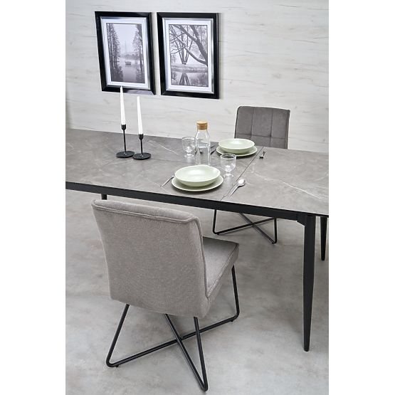 Table extensible CHARLES, plateau - marbre gris, pieds - noirs