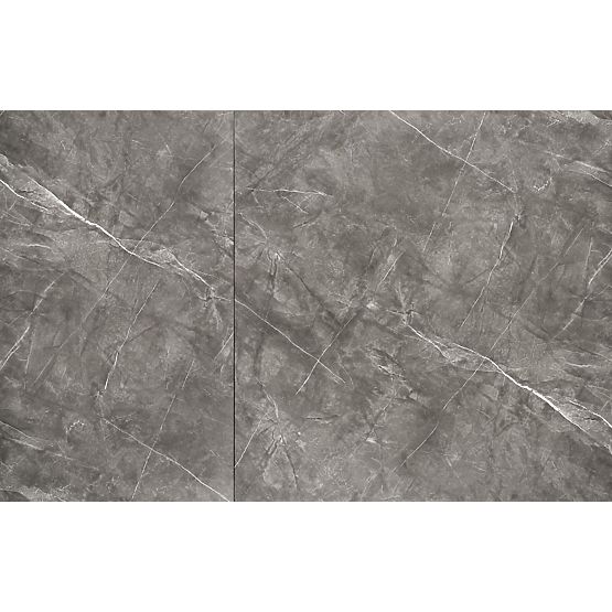 Table extensible CHARLES, plateau - marbre gris, pieds - noirs