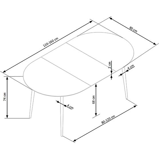 Table extensible COLORADO, plateau - chêne doré, cadre - noir (2p=1ks)