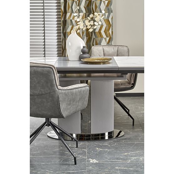 Table extensible DANCAN, marbre blanc / gris / gris clair / noir (3p=1ks)