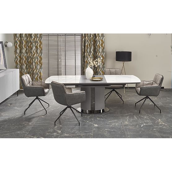 Table extensible DANCAN, marbre blanc / gris / gris clair / noir (3p=1ks)