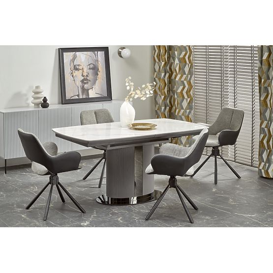 Table extensible DANCAN, marbre blanc / gris / gris clair / noir (3p=1ks)