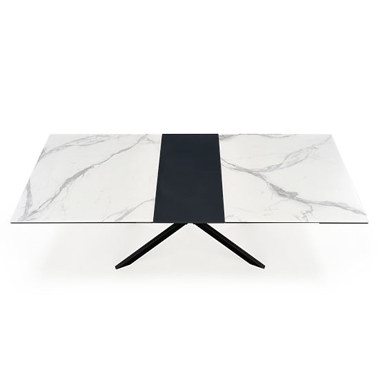 Table extensible DIESEL plateau - marbre blanc / gris foncé, pieds - noirs (2p=1ks)