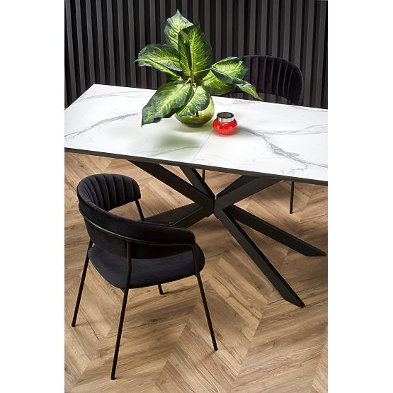 Table extensible DIESEL plateau - marbre blanc / gris foncé, pieds - noirs (2p=1ks)