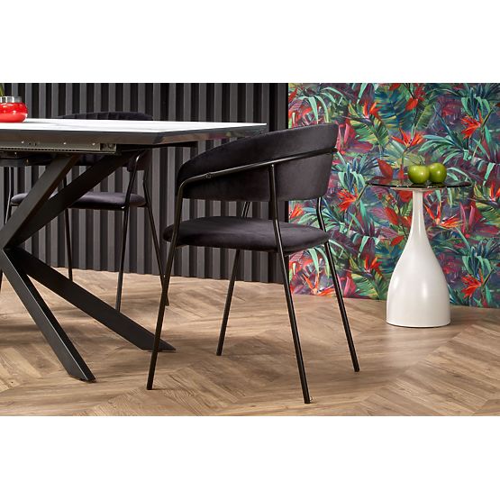 Table extensible DIESEL plateau - marbre blanc / gris foncé, pieds - noirs (2p=1ks)