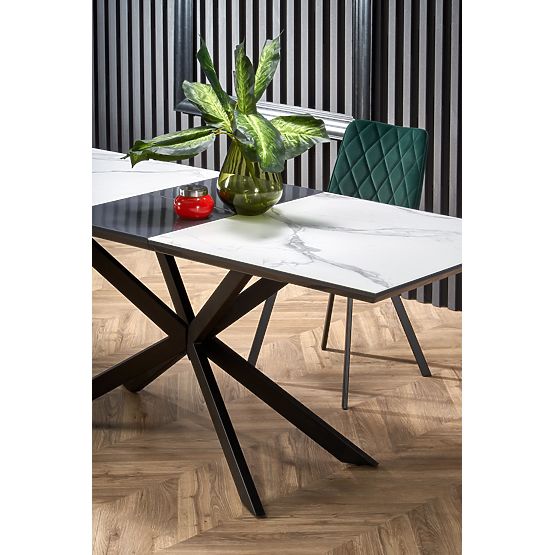 Table extensible DIESEL plateau - marbre blanc / gris foncé, pieds - noirs (2p=1ks)