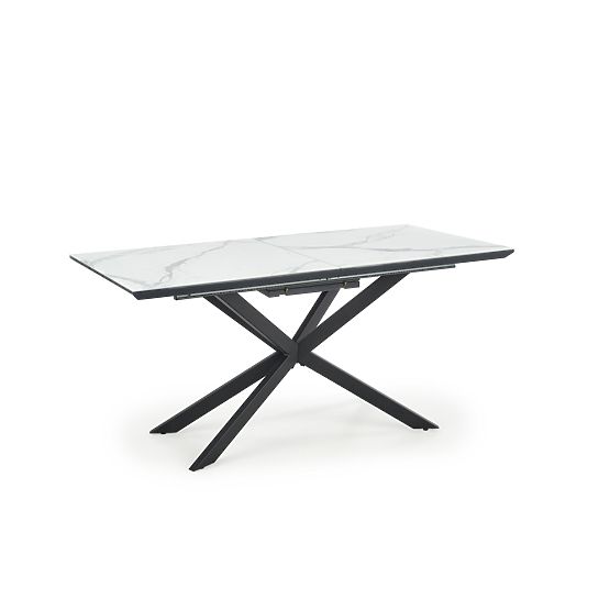Table extensible DIESEL plateau - marbre blanc / gris foncé, pieds - noirs (2p=1ks)