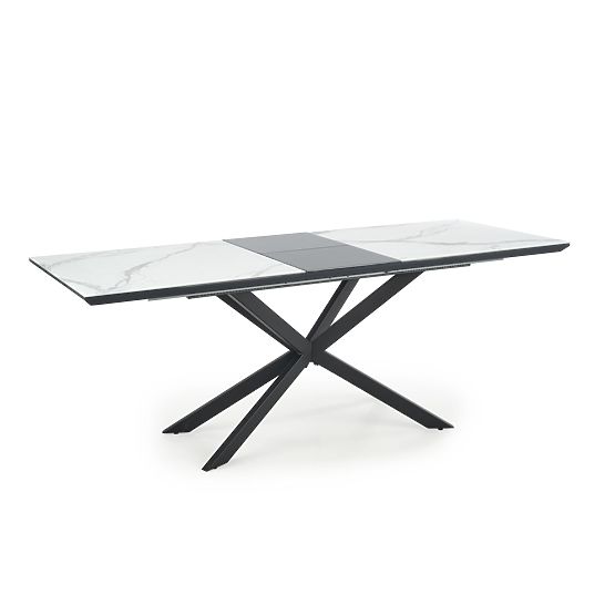 Table extensible DIESEL plateau - marbre blanc / gris foncé, pieds - noirs (2p=1ks)