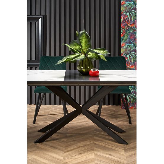 Table extensible DIESEL plateau - marbre blanc / gris foncé, pieds - noirs (2p=1ks)