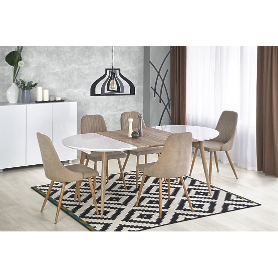 Table extensible EDWARD blanc / chêne san remo (2p=1ks)