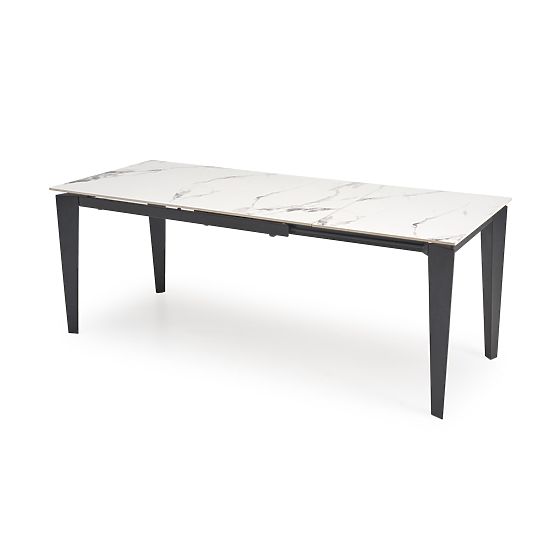 Table extensible FELIX, plateau - marbre blanc, pieds - noirs (2p=1 pièce)