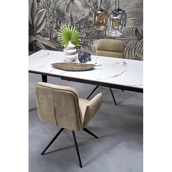 Table extensible FELIX, plateau - marbre blanc, pieds - noirs (2p=1 pièce)