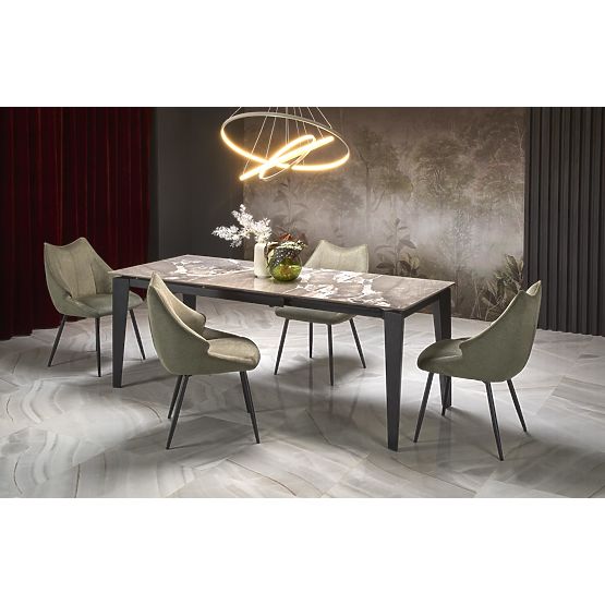 Table extensible FELIX, plateau - marbre gris, pieds - noirs (2p=1ks)