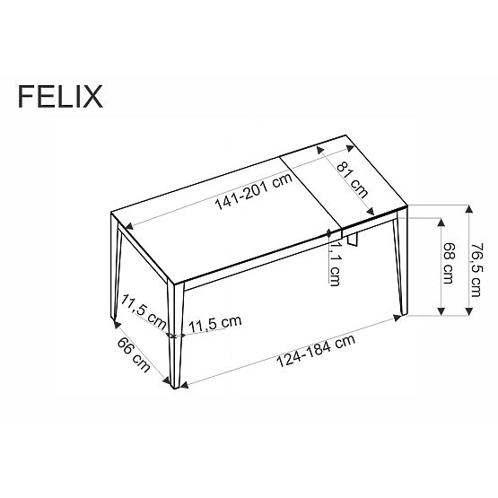 Table extensible FELIX, plateau - marbre gris, pieds - noirs (2p=1ks)