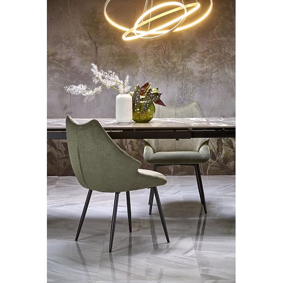 Table extensible FELIX, plateau - marbre gris, pieds - noirs (2p=1ks)