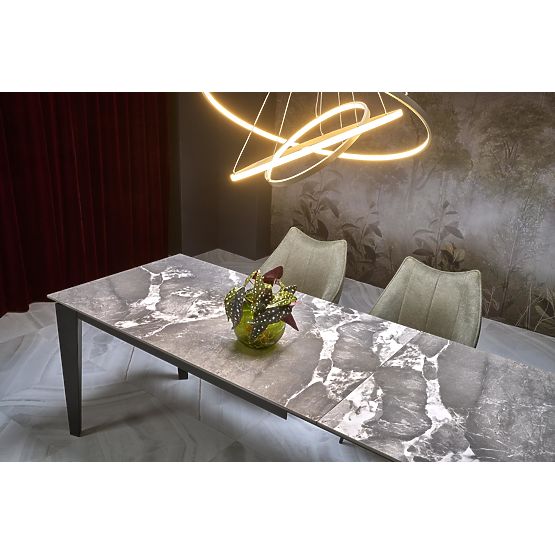 Table extensible FELIX, plateau - marbre gris, pieds - noirs (2p=1ks)