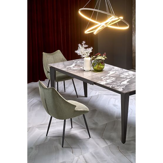 Table extensible FELIX, plateau - marbre gris, pieds - noirs (2p=1ks)