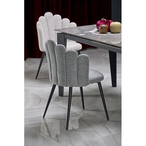 Table extensible FELIX, plateau - marbre gris, pieds - noirs (2p=1ks)