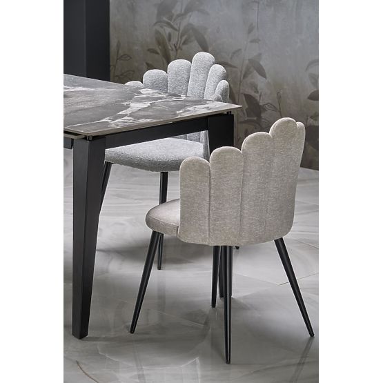 Table extensible FELIX, plateau - marbre gris, pieds - noirs (2p=1ks)