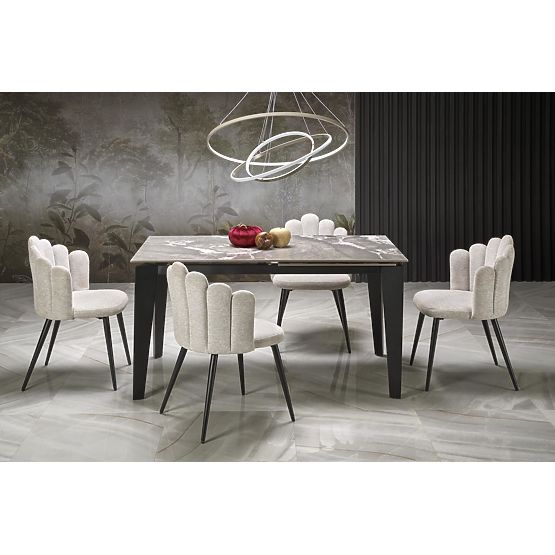 Table extensible FELIX, plateau - marbre gris, pieds - noirs (2p=1ks)
