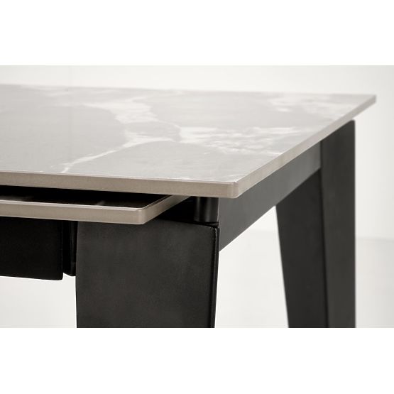 Table extensible FELIX, plateau - marbre gris, pieds - noirs (2p=1ks)
