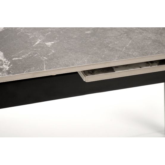 Table extensible FELIX, plateau - marbre gris, pieds - noirs (2p=1ks)