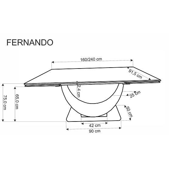 Table extensible FERNANDO, plateau - marbre blanc, pieds - noirs (3p=1ks)