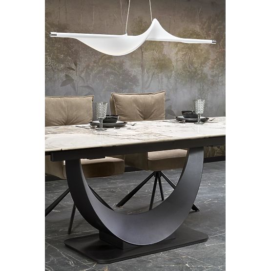 Table extensible FERNANDO, plateau - marbre blanc, pieds - noirs (3p=1ks)