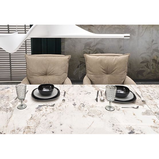 Table extensible FERNANDO, plateau - marbre blanc, pieds - noirs (3p=1ks)