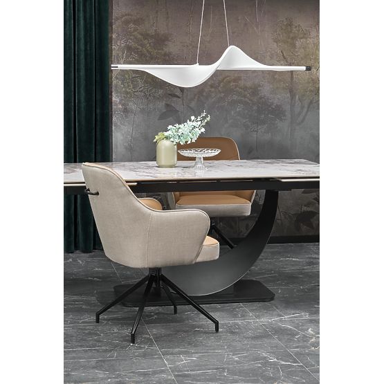 Table extensible FERNANDO, plateau - marbre blanc, pieds - noirs (3p=1ks)