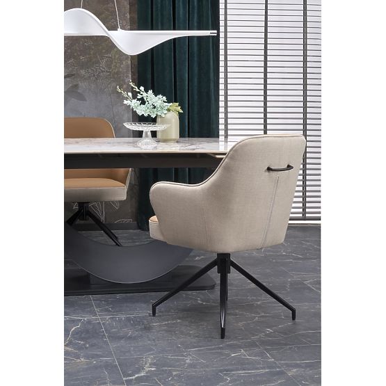 Table extensible FERNANDO, plateau - marbre blanc, pieds - noirs (3p=1ks)