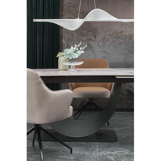 Table extensible FERNANDO, plateau - marbre blanc, pieds - noirs (3p=1ks)