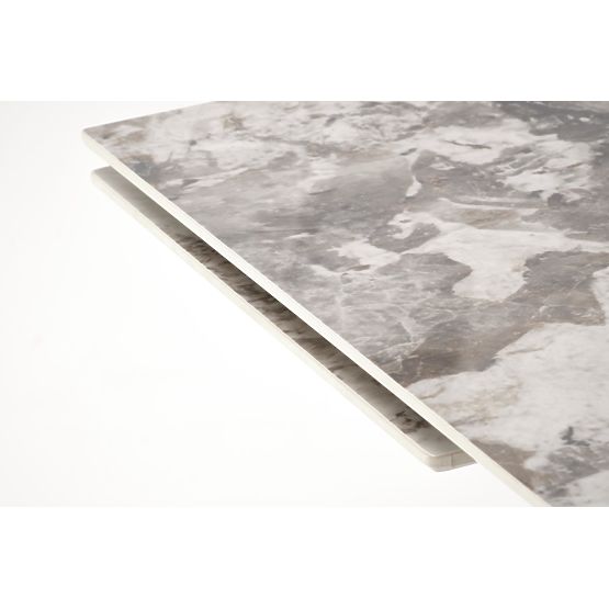 Table extensible FERNANDO, plateau - marbre blanc, pieds - noirs (3p=1ks)