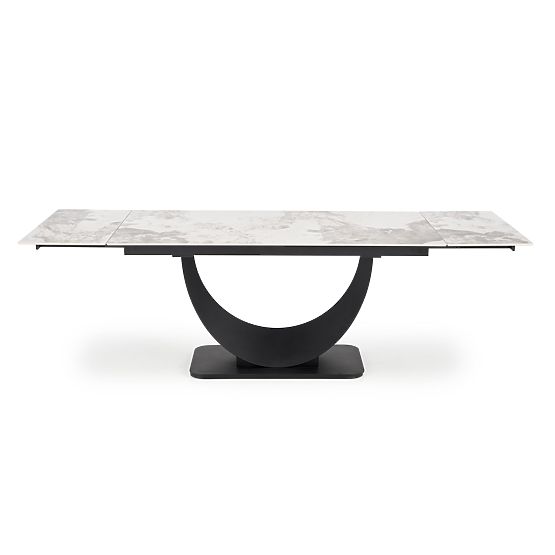 Table extensible FERNANDO, plateau - marbre blanc, pieds - noirs (3p=1ks)