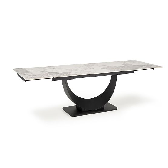 Table extensible FERNANDO, plateau - marbre blanc, pieds - noirs (3p=1ks)