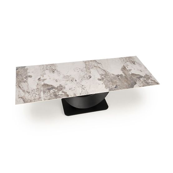 Table extensible FERNANDO, plateau - marbre blanc, pieds - noirs (3p=1ks)