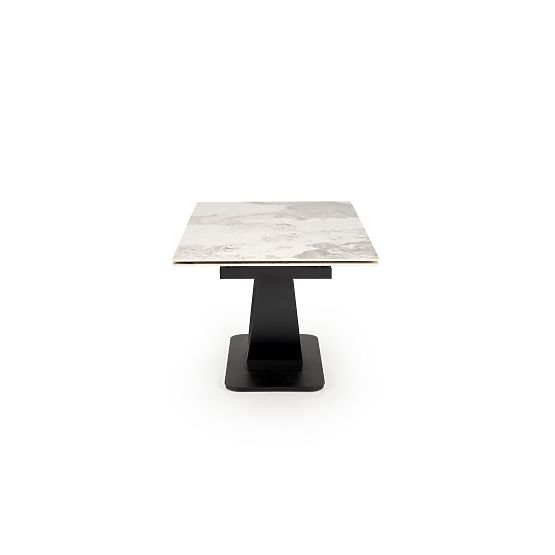 Table extensible FERNANDO, plateau - marbre blanc, pieds - noirs (3p=1ks)